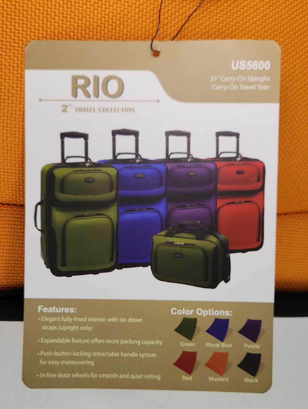 U.S. TRAVELER CARRY-ON Travel Tote, Mustard Color, NWT - Picture 6 of 17